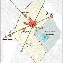 موقعیت میدان شهدا در ساختار فضایی شهر مشهد